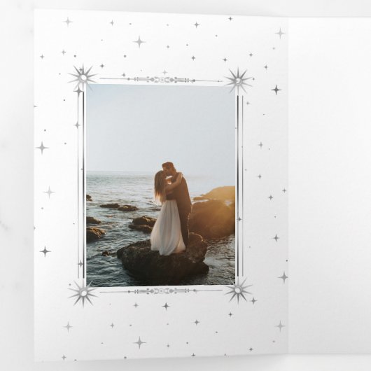 celestiel zilver maan drix - huwelijksuitnodiging drieluik uitnodiging (Binnenzijde eerst)