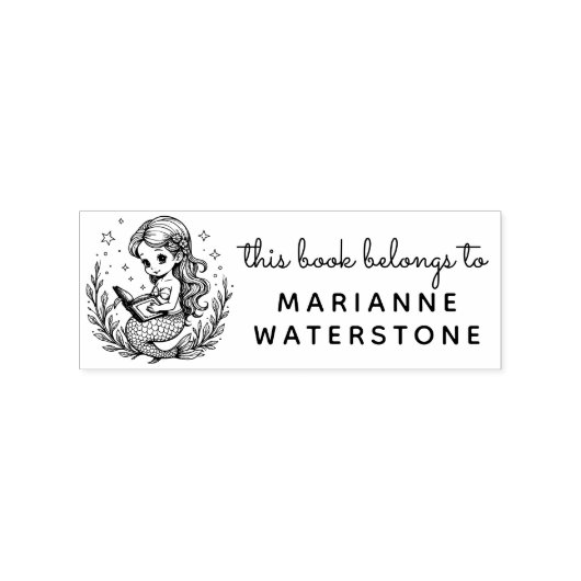 Celestijnzeemeerminlezer Ex Libris-stempel Rubberstempel (Afrduk)
