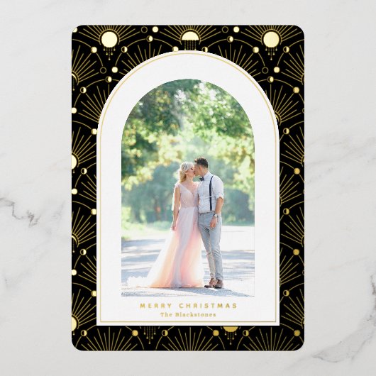 Celestile Art Deco-fotokerstkaart Folie Feestdagenkaart (Voorkant)