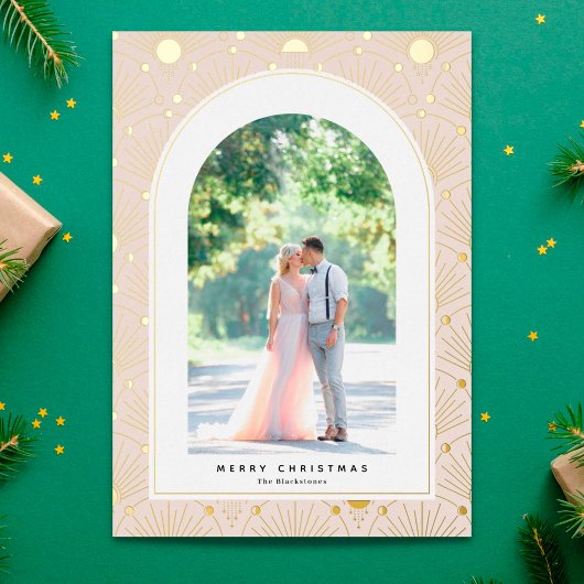 Celestile Art Deco-fotokerstkaart Folie Feestdagenkaart