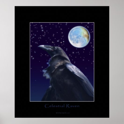 CELESTISCHE RAVEN- EN MOON-Art-afdrukken Poster (Voorkant)