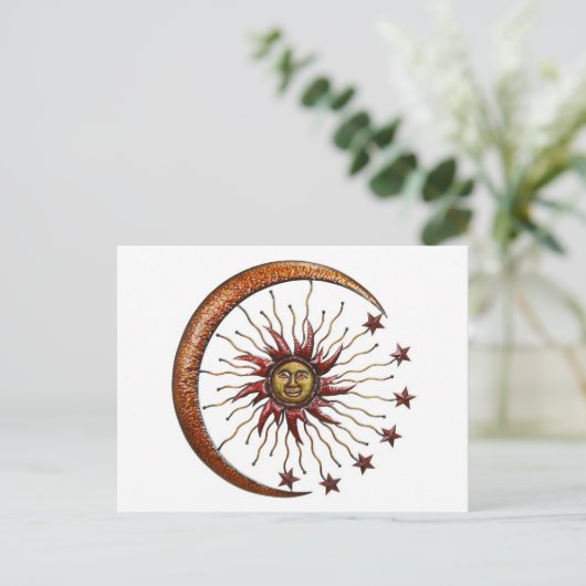 CELESTISCHE ZON MOON EN STARS ABSTRACT BRIEFKAART (Staand voorkant)