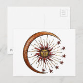 CELESTISCHE ZON MOON EN STARS ABSTRACT BRIEFKAART (Voorkant / Achterkant)