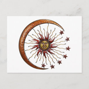 CELESTISCHE ZON MOON EN STARS ABSTRACT BRIEFKAART