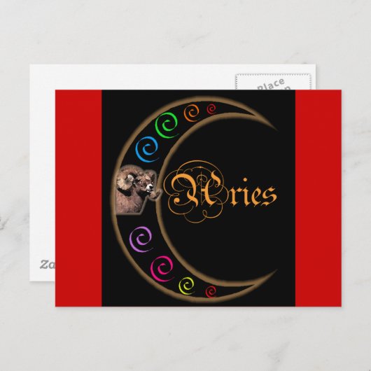 Celestrial Moon Aries Briefkaart (Voorkant / Achterkant)