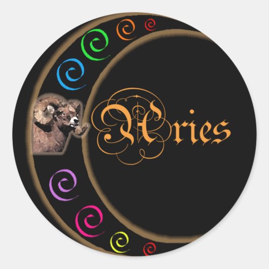 Celestrial Moon Aries Ronde Sticker (Voorkant)