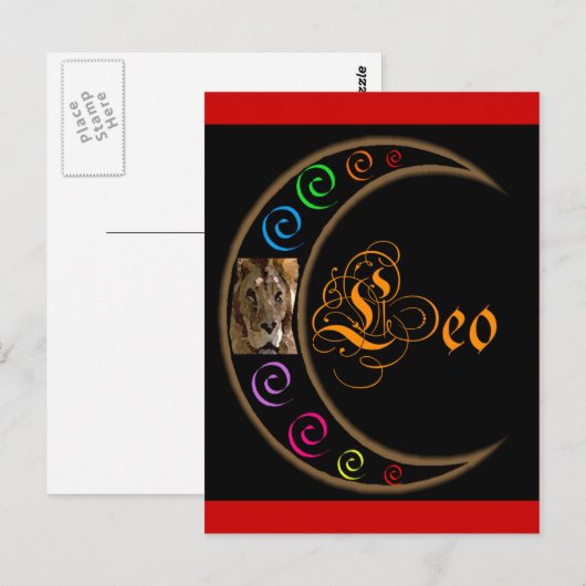 Celestrial Moon Leo Briefkaart (Voorkant / Achterkant)