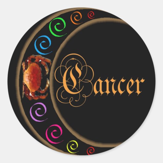 Celestrial Moons Zodiac Cancer Ronde Sticker (Voorkant)