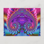 CELIA ~ Glossy Briefkaart 3D Pink Blue Paars Zany (Voorkant)