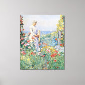 Celia Thaxter in haar tuin door Childe Hassam Canvas Afdruk (Voorkant)