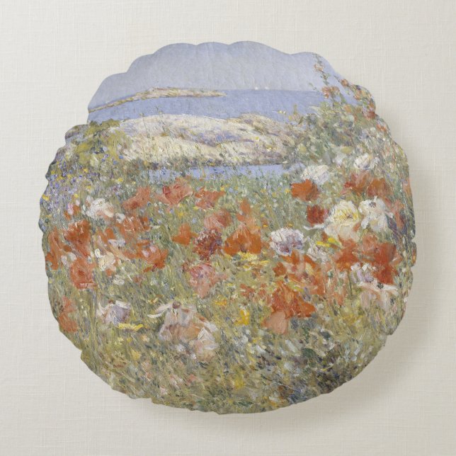 Celia Thaxter's Garden van Frederick Childe Hassam Rond Kussen (Voorkant)