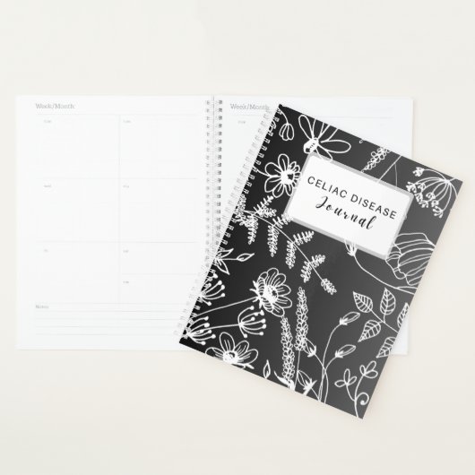 Celiac Disease Monthly Journal - Black & White Planner (Display)