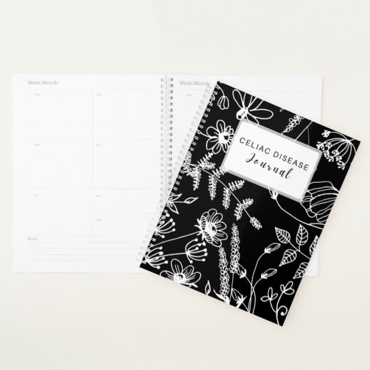 Celiac Disease Monthly Journal - Black & White Planner (Display)