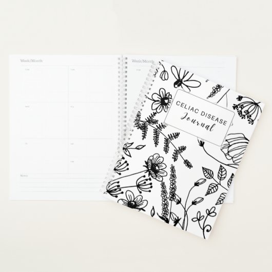 Celiac Disease Monthly Journal - Black & White Planner (Display)