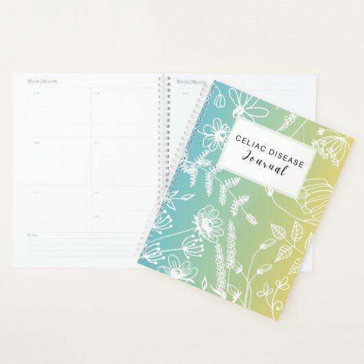 Celiac Disease Monthly Journal - Blue Green Yellow Planner (Display)