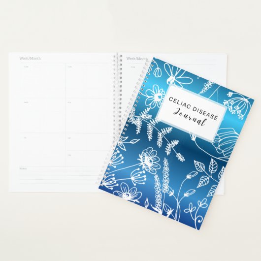 Celiac Disease Monthly Journal - Blue Metallic Planner (Display)