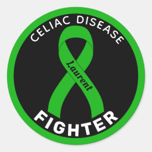 Celiakie Disease Fighter Ribbon Black Round Sticke Ronde Sticker