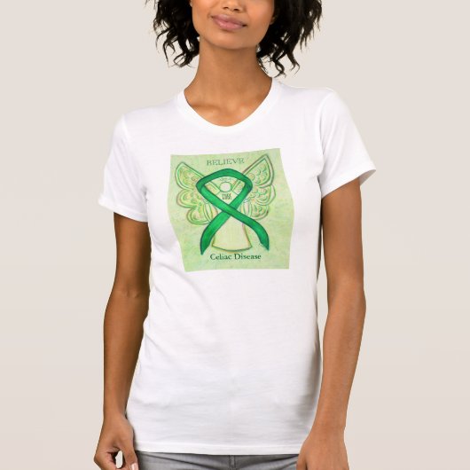 Celiakie Groene Bewustmaking Ribbon Angel Shirt (Voorkant)