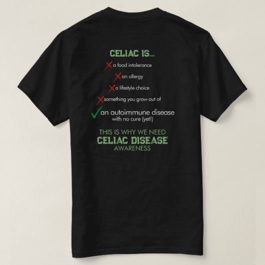 Celiakie Ziektebestrijding T-shirt (Design achterkant)