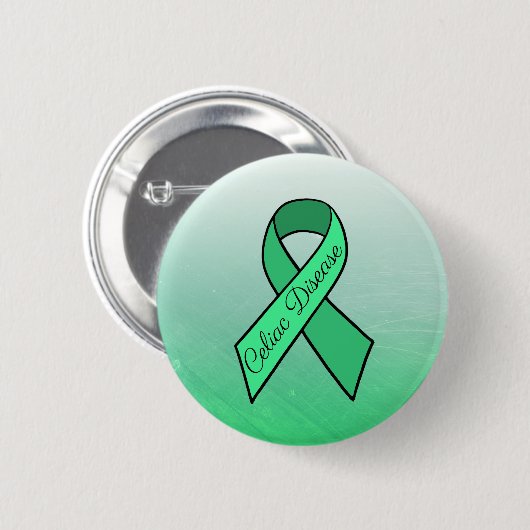Celiakie Ziektebewustwording Ribbon Green Button (Voorkant /achterkant)