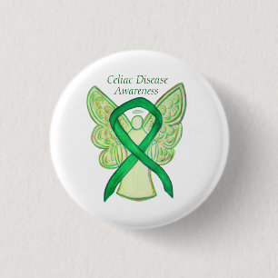 Celiakie Ziektebewustzijn Angel Ribbon Art Pin Ronde Button 3,2 Cm
