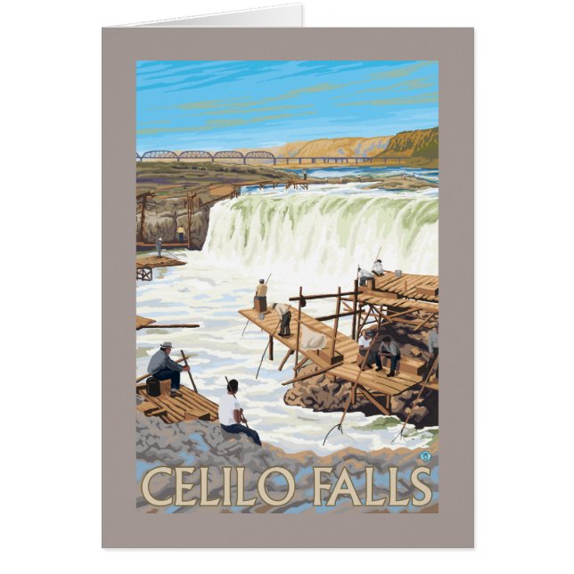 Celilo Herfsten Vist Vintage Travel Poster (Voorkant)