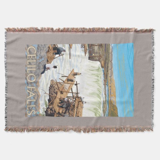 Celilo Herfsten Vist Vintage Travel Poster Deken (Voorkant)