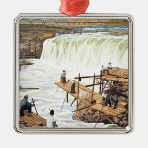 Celilo Herfsten Vist Vintage Travel Poster Metalen Ornament