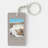 Celilo Herfsten Vist Vintage Travel Poster Sleutelhanger (achterkant)