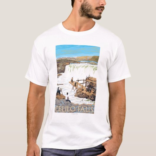 Celilo Herfsten Vist Vintage Travel Poster T-shirt (Voorkant)