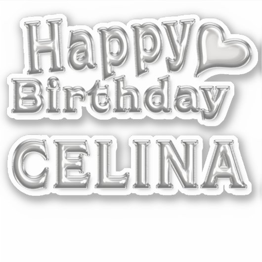 Celina Happy Birthday silver Aufkleber Sticker (Voorkant)
