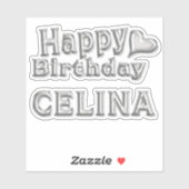 Celina Happy Birthday silver Aufkleber Sticker (Vel)