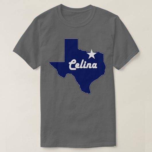 Celina Texas Lone State Map TX City Navy Blue T-shirt (Design voorkant)