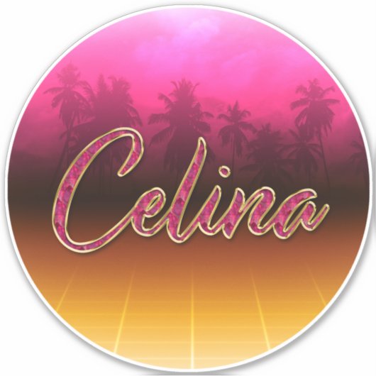 Celina Vorname Name golden pink Aufkleber Sticker (Voorkant)
