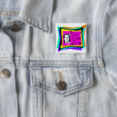 Celine Dion - popart Vierkante Button 5,1 Cm (In situ)