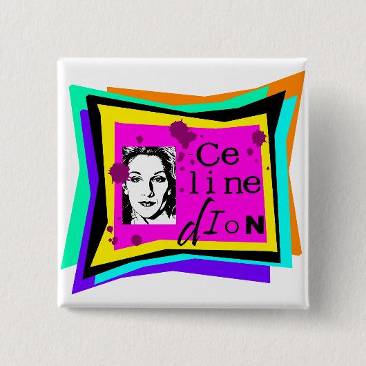 Celine Dion - popart Vierkante Button 5,1 Cm (Voorkant)