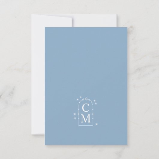 Celine · Eenvoudige Solid Stellar Sky Blue Wedding Save The Date (Achterkant)