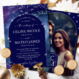 Celine • Elegante Gewelfde Trouwfoto Onder de Ster Kaart