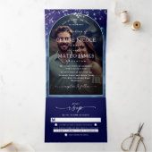 Celine · Elegante Hemelse Hemel Gebogen Aangepaste Drieluik Uitnodiging (Binnen)