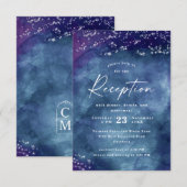 Celine · Elegante Hemelse Nacht Trouwreceptie Informatiekaartje (Voorkant / Achterkant)