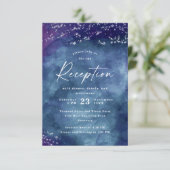 Celine · Elegante Hemelse Nacht Trouwreceptie Informatiekaartje (Staand voorkant)