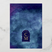 Celine · Elegante Night Sky Arch Wedding Echt Goud Folie Uitnodiging (Achterkant)