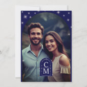 Celine · Elegante Night Sky Arched Trouwfoto Kaart (Achterkant)