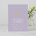Celine Lila Elegant Wedding Folie Uitnodiging<br><div class="desc">Klassieke huwelijksuitnodigingen met een eenvoudig en tijdloos ontwerp met elegant script en traditionele seriële lettertypen.</div>