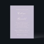 Celine Lila Elegant Wedding Kaart<br><div class="desc">Klassieke huwelijksuitnodigingen met een eenvoudig en tijdloos ontwerp met elegant script en traditionele seriële lettertypen.</div>