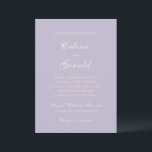Celine Lila Elegant Wedding Kaart<br><div class="desc">Klassieke huwelijksuitnodigingen met een eenvoudig en tijdloos ontwerp met elegant script en traditionele seriële lettertypen.</div>