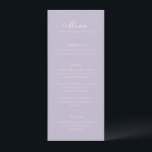 Celine Lila Elegant Wedding Menu<br><div class="desc">Klassieke huwelijksmenu's met een eenvoudig en tijdloos ontwerp met elegant script en traditionele seriële lettertypen.</div>