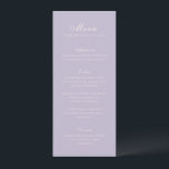 Celine Lila Elegant Wedding Menu<br><div class="desc">Klassieke huwelijksmenu's met een eenvoudig en tijdloos ontwerp met elegant script en traditionele seriële lettertypen.</div>