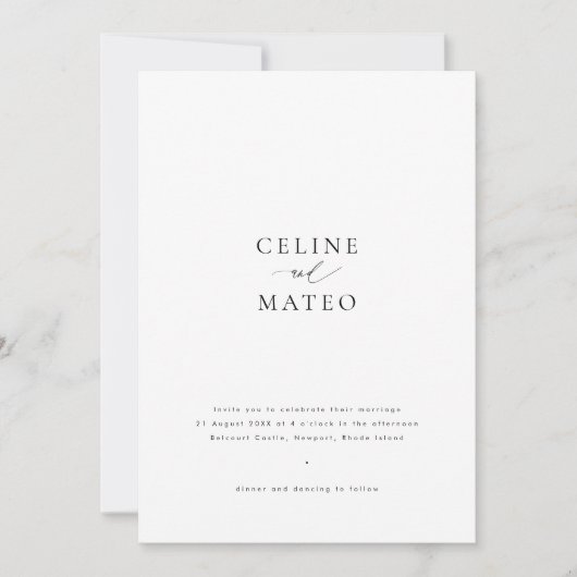 CELINE Minimalist Simple Wedding Invitation Kaart (Voorkant)