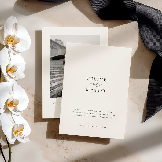 CELINE Minimalist Simple Wedding Invitation Kaart